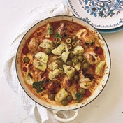 Chicken with artichokes  and olives