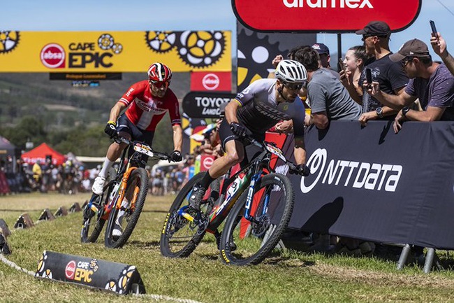 Nino Schurter and Sebastian Fini, racing for World Bicycle Relief, scorched their way around the Prologue stage in Somerset West to claim the early lead at the Absa Cape Epic on Sunday. (Twitter/Tread Media)