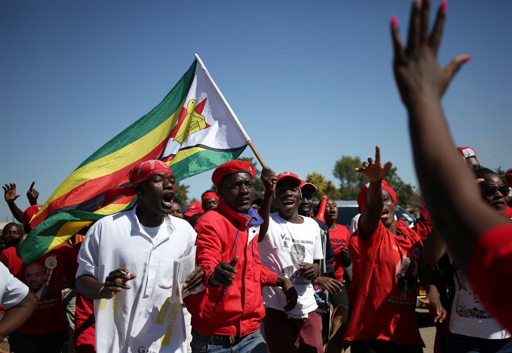 Supporters of Zimbabwe’s opposition party attend a rally in Chitungwiza, outside Harare, on Thursday (July 26 2018). Picture: Siphiwe Sibeko/Reuters