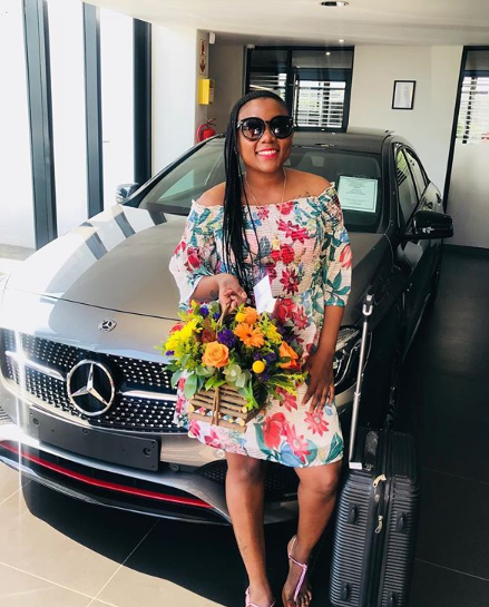 Tipcee with her brand new car. Photo: Instagram