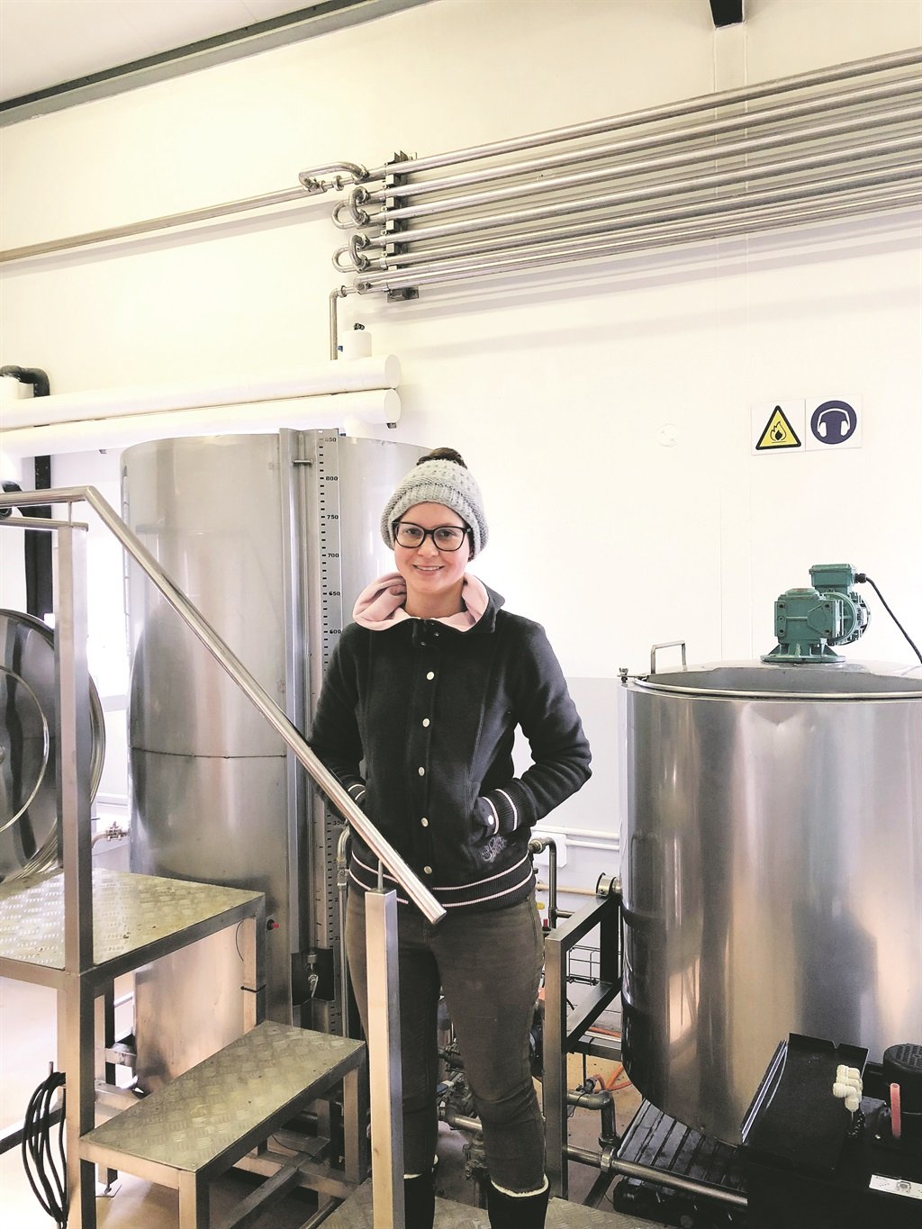 Jéanri Nel with the tools of her trade at Hoogeberg Brewing Co