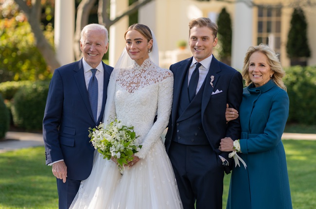President Joe Biden and First Lady Jill Biden attend the wedding of Peter Neal and Naomi Biden Neal on the South Lawn of the White House.