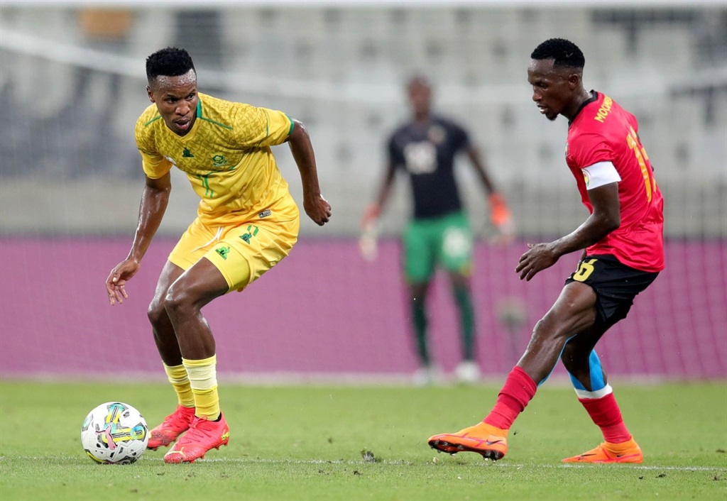 Themba Zwane on the ball for Bafana against Angola.