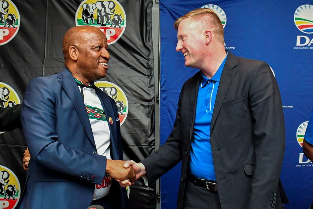 Brothers in arms | IFP provincial chairperson Thami Ntuli and his DA counterpart Dean Macpherson announce a working relationship in KwaZulu-Natal in November 2022.