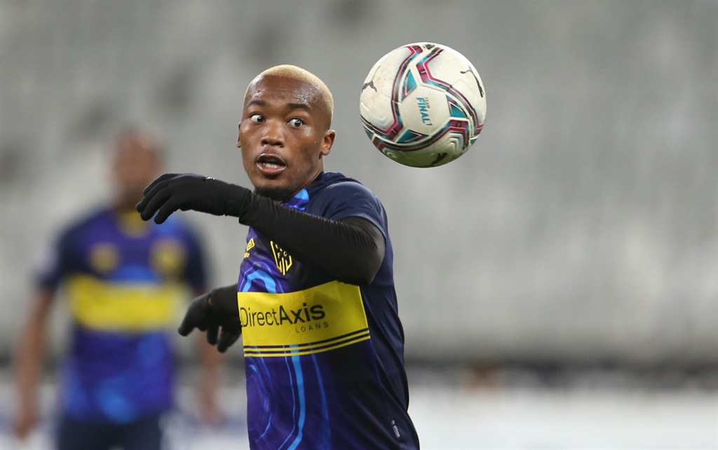 Khanyiso Mayo during the DStv Premiership match between Cape Town City FC and TS Galaxy at Cape Town Stadium on May 07, 2022 in Cape Town, South Africa. (Photo by Bertram Malgas/Gallo Images)