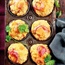Bacon and butternut muffins with bean salad