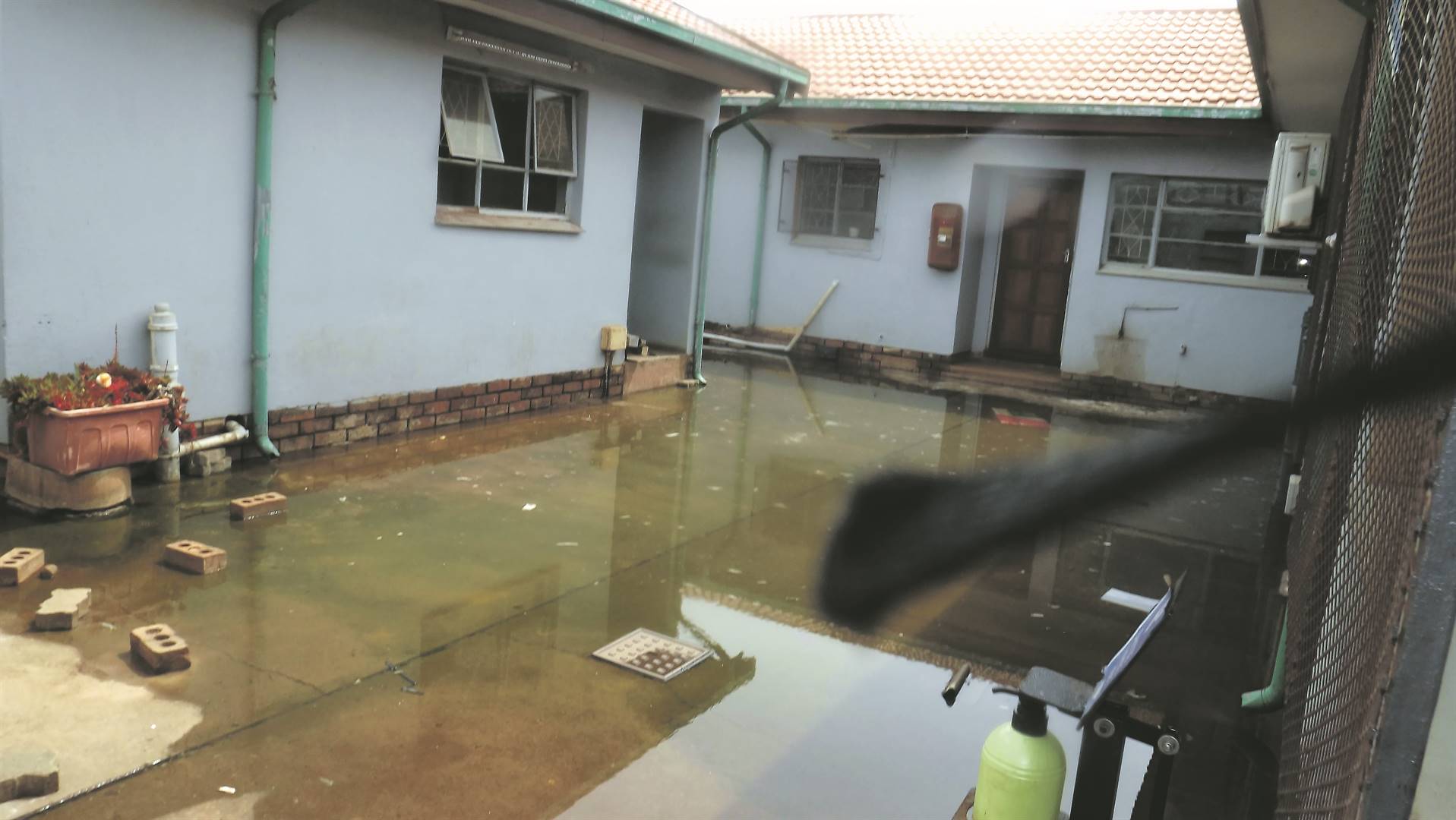 The mess at Bekkersdal Police Station. Photo by Sammy Moretsi