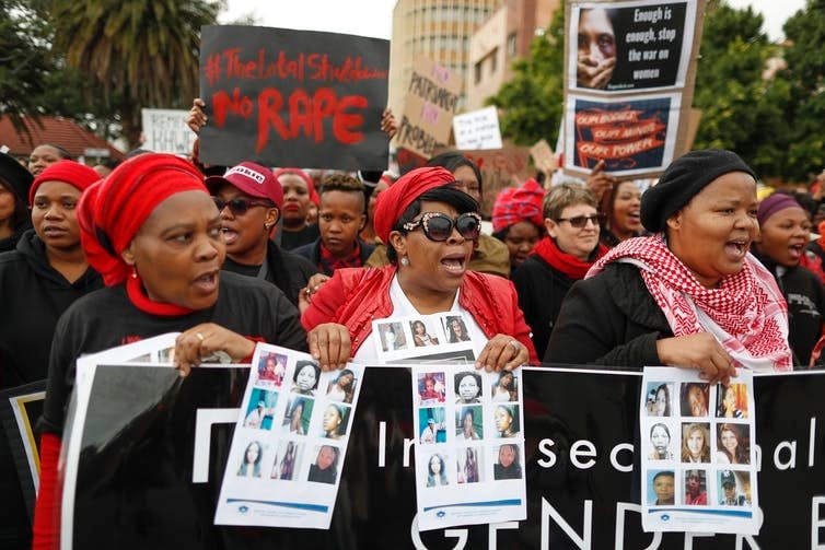 South African women marched against high levels of gender-based violence in the country during #TotalShutdown. The issue came under the spotlight in parliament  during the state of the nation address, when EFF leader Julius Malema was accused of abusing wife Mantoa Matlala-Malema. Upon denying the allegations, Malema accused President Cyril Ramaphosa of abusing his late wife Nomazizi Mtshotshisa. There has been widespread critique on members of parliament using gender-based violence as a political weapon against each other. Picture: EPA/Nic Bothma