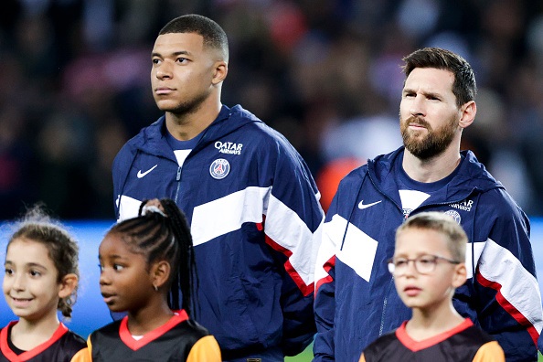 Paris Saint-Germain duo Kylian Mbappe and Lionel Messi 