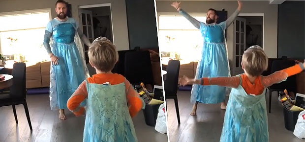 Viral dad and son dance and sing to Frozen's Let It Go. (Photo: Instagram/@orjanburoe)