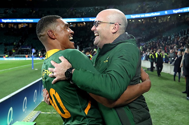 Jacques Nienaber and Damian Willemse celebrate (Getty)