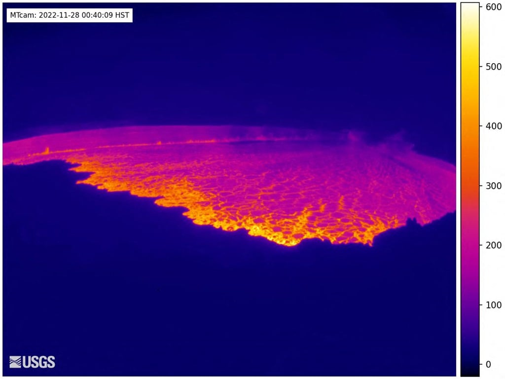 lava in the summit caldera of Mauna Loa in Hawaii, which is erupting for the first time in nearly 40 years. (Photo: Handout / US Geological Survey / AFP)
