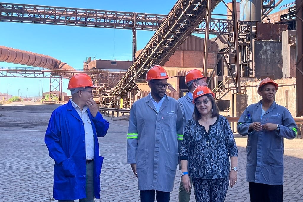 Public Works and Infrastructure Minister Patricia De Lille and other officials tour ArcelorMittal's Saldanha Bay plant which may revive through green steel production. 