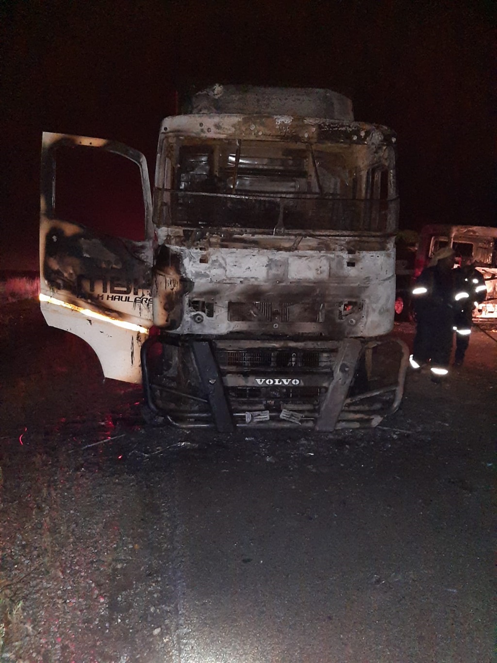 Five trucks caught fire Saturday night