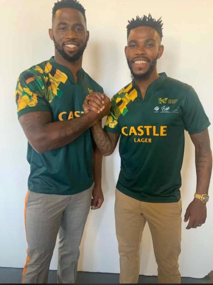 Springboks captain Siya Kolisi and Bafana Bafana captain Thulani Hlatshwayo