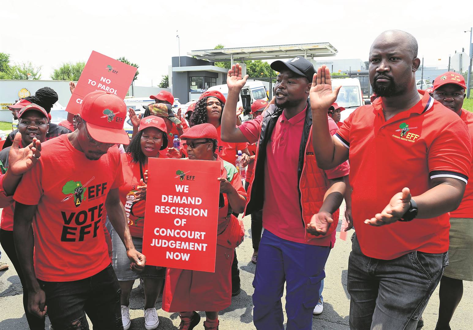 EFF Members picketing outside the Office of the Chief Justice in Midrand against the eminent release of Chris Hani’s killer Janusz Walus. Photo by Morapedi Mashashe Photo by 
