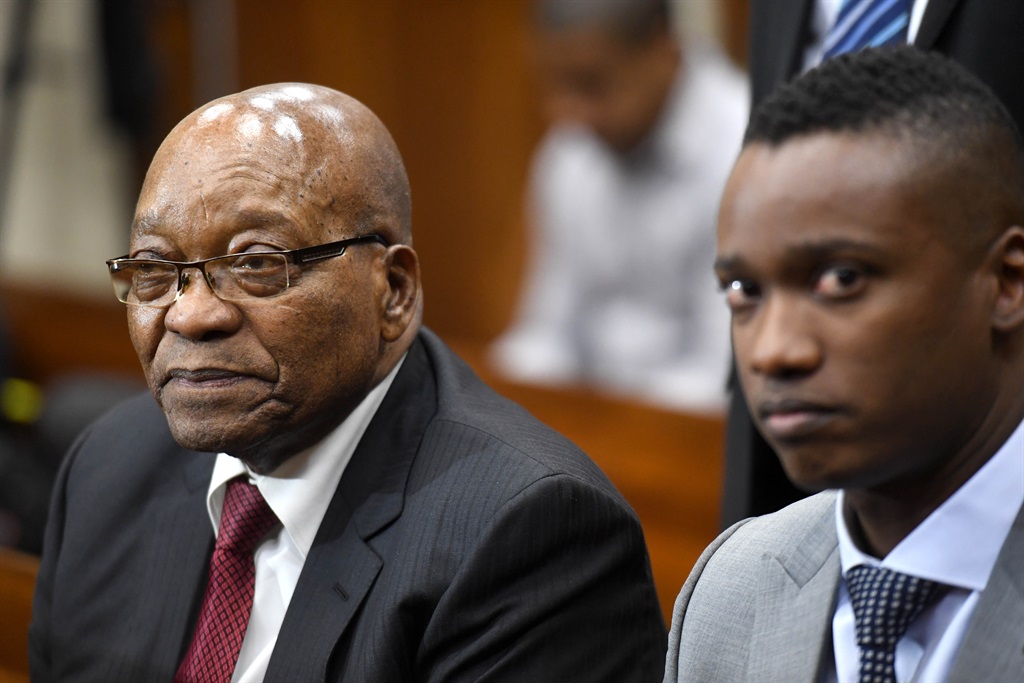 Former president Jacob Zuma sits with his son Duduzane Zuma in the Randburg Magistrates’ Court on Thursday (August 23 2018). Duduzane was appearing on charges of culpable homicide following a car accident in 2014. Picture: Deaan Vivier