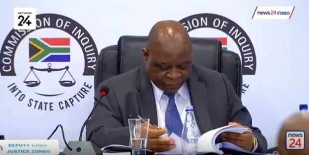 <p>Advocate Mokoena and DCJ Zondo currently going over evidence documents and statements with Jonas, asking for his confirmation at certain points.</p><p></p>