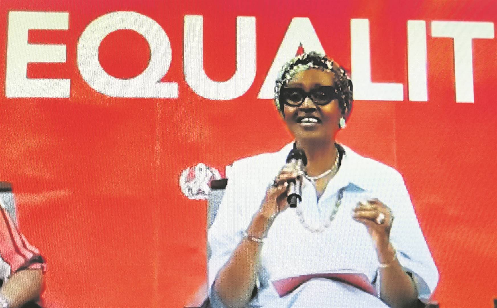 A screengrab of Winnie Byanyima, Executive Director of UNAIDS, speaking at the launch of the UNAIDS World Aids Day report in Dar Es Salaam, Tanzania, on Tuesday 29 November. 