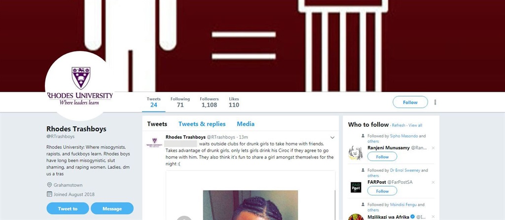 The Rhodes Trashboy Twitter account. It has since been deleted.