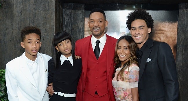 Jaden Smith, Willow Smith, Will Smith, Jada Pinkett Smith and Trey Smith attend the 'After Earth' premiere at Ziegfeld Theater on May 29