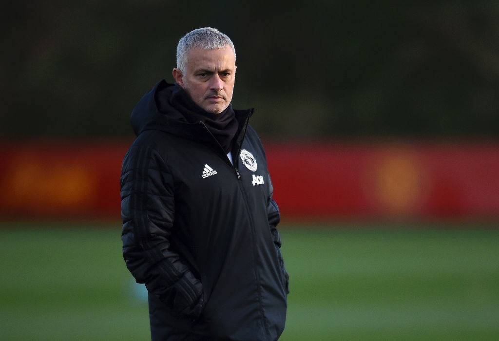 MANCHESTER, ENGLAND - NOVEMBER 26:  Jose Mourinho, Manager of Manchester United looks on during a Manchester United Training session at Aon Training Complex on November 26, 2018 in Manchester, England.  (Photo by Nathan Stirk/Getty Images)