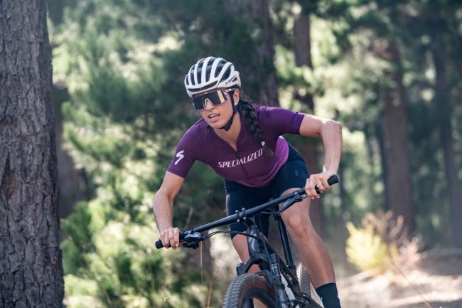 A champion triathlete and coach, but Vicky van der Merwe is also a keen mountain biker. (Photo: Craig Kolesky) 