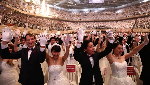 The mass wedding in the unification Church in Gapyeong-gun, South Korea
