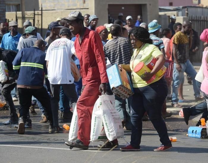 Foreign national shops around Soweto were looted people saying they are selling expired food so they should just leave and go back to their country.