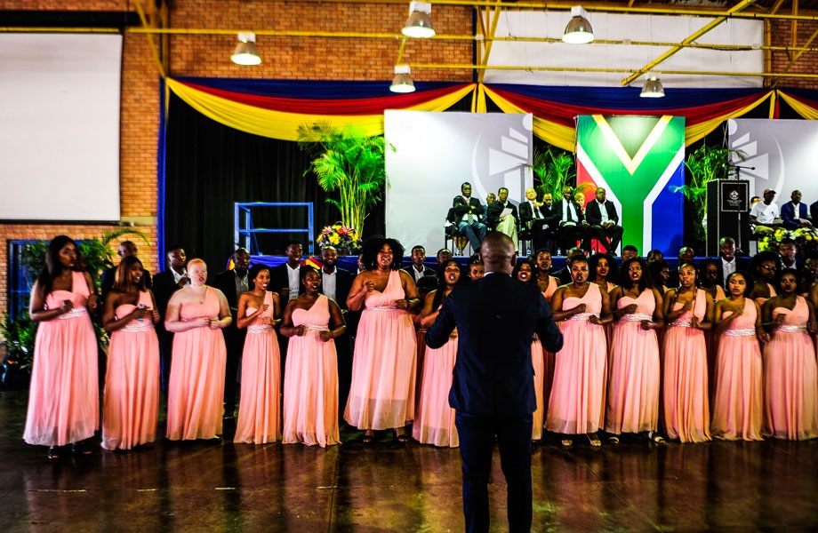The TUT Choir renders an item during Katlego Monareng's memorial service at Gencor Hall. Picture: Mpumelelo Buthelezi/City Press