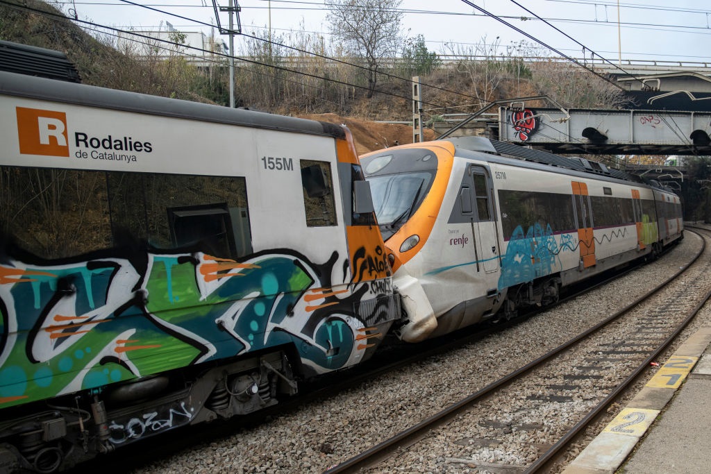 A view of the collision of two trains at the Montcada i Reixac station in Manresa, on 7 December. 