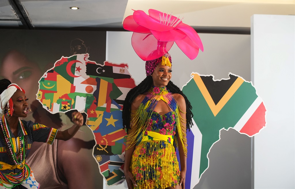 Reigning Miss SA Ndavi Nokeri revealed her Tsonga-inspired national costume at The Maslow in Sandton. Photo: Rosetta Msimango/City Press