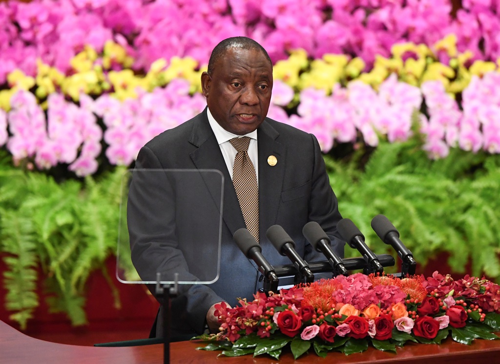 President Cyril Ramaphosa gives a speech during the opening ceremony of the Forum on China-Africa Cooperation at the Great Hall of the People in Beijing on Monday (September 3 2018). Picture: Madoka Ikegami/Reuters