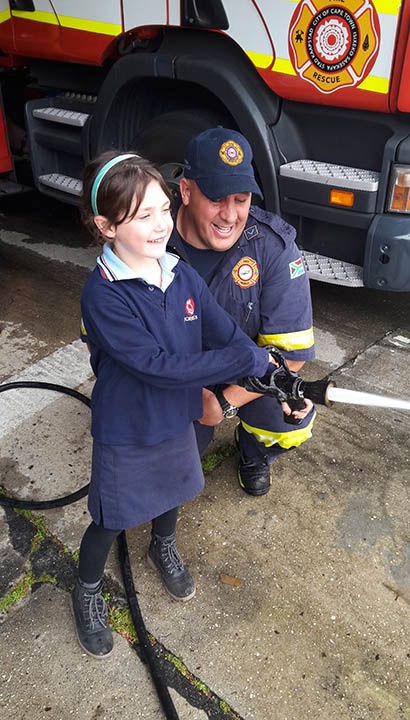 Anna with firefighter Christoper Woolstencroft