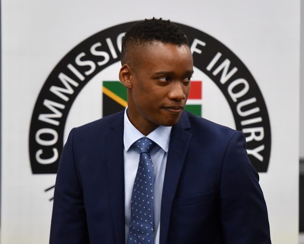 Duduzane Zuma is seen at the Zondo commission.