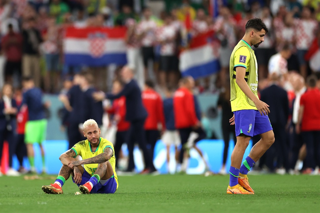 Neymar and Lucas Paqueta looked dejected after penalty shootout heartbreak. (Photo by Michael Steele/Getty Images)