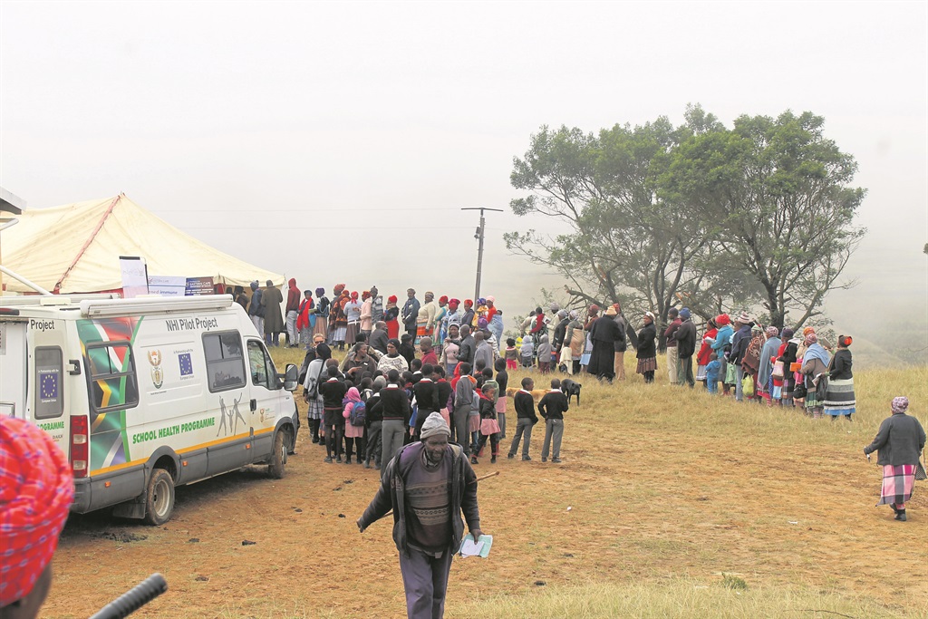 People queued for check ups in Matshona on Friday. Photo by Nomampondo Plaatjie