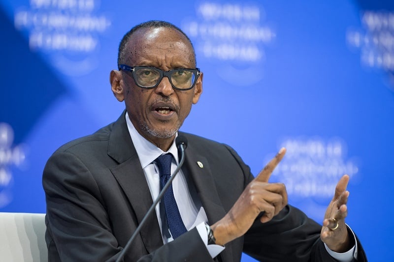 Rwanda President Paul Kagame attends a session of the World Economic Forum (WEF) meeting in Davos on 17 January 17 2024. 