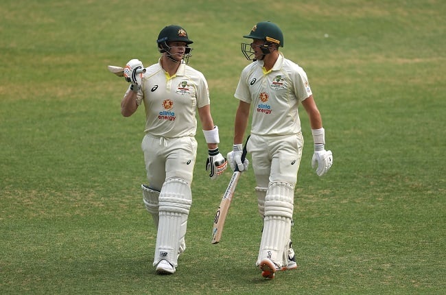 Steve Smith and Marnus Labuschagne. (Photo by Cameron Spencer/Getty Images)