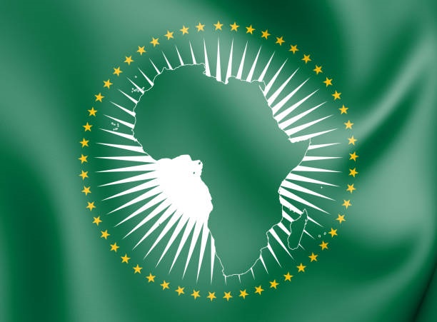 3D Flag of the African Union. 3D Illustration.