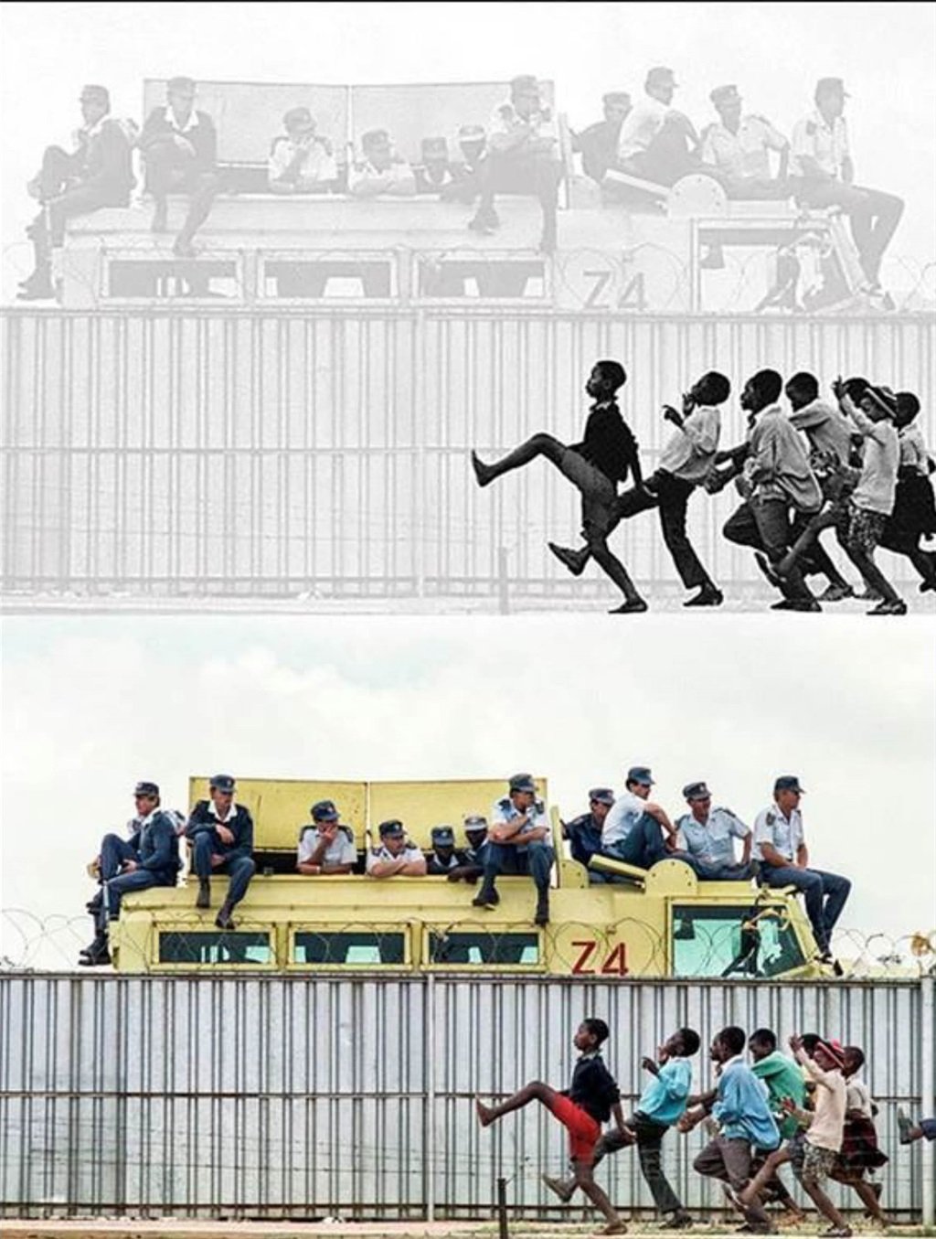 The before and after, the above image is an adaptation by famous American conceptual artist Hank Willis Thomas of a famous photo by South African photographer Graeme Williams PHOTO: 