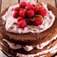 Raspberry and chocolate cake stack
