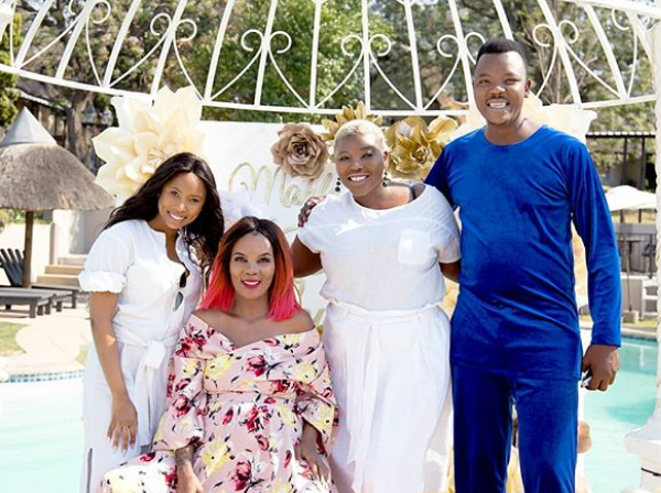 From left, Denise Zimba, Mome, Celeste Ntuli and Tol Ass Mo at the baby launch. Photo: Instagram 