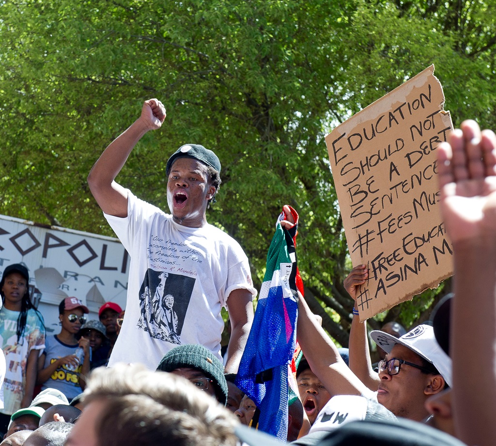Students march in Bloemfontein during the fees must fall campaign in September 2016. Picture: Mlungisi Louw/Nuus Sentraal
