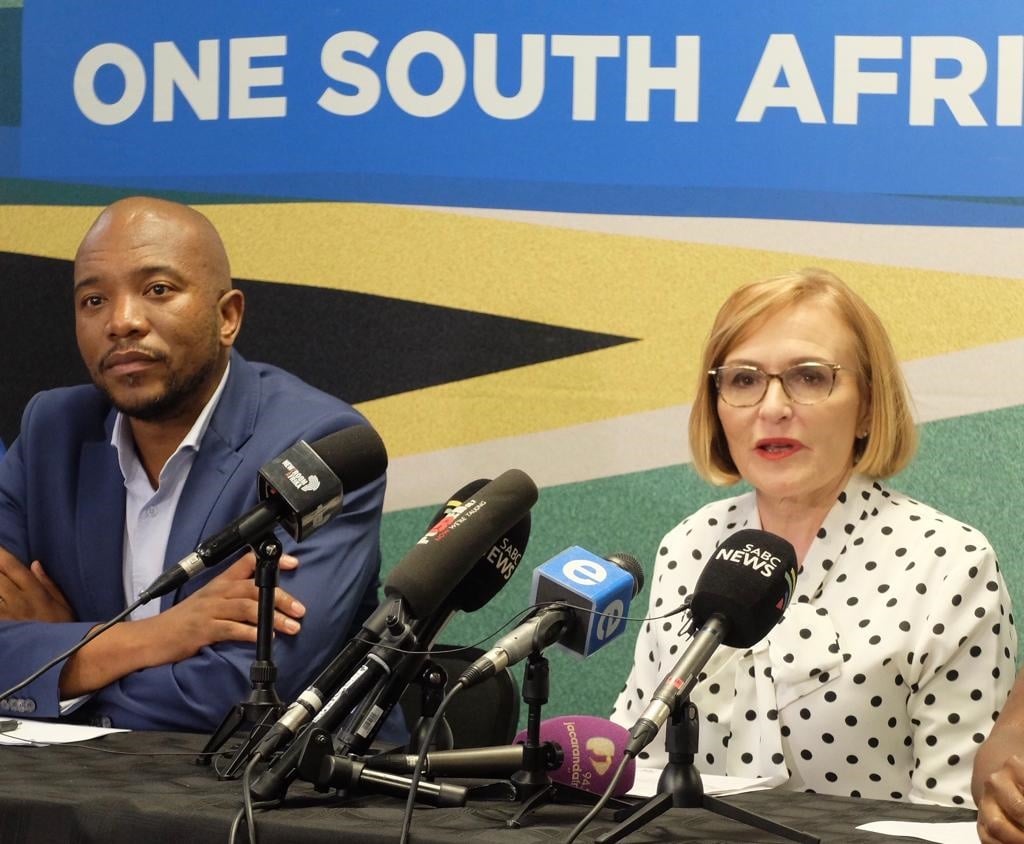 Helen Zille and Mmusi Maimane at a press conference announcing her election as chairperson of the DA federal council. Photo: Sarel van der Walt