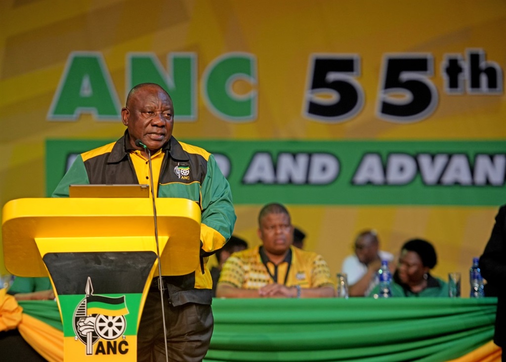 Cyril Ramaphosa at the ANC conference in Nasrec 2022. Photo: Tebogo Letsie