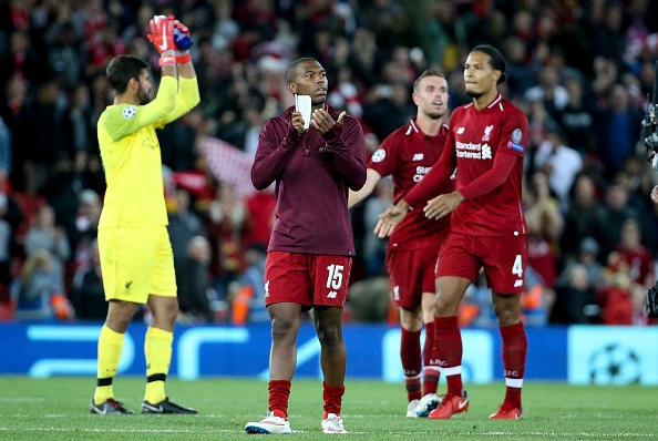  Daniel Sturridge of Liverpool and teammates celebrate the victory following the Group C match of the UEFA Champions League between Liverpool FC and Paris Saint-Germain (PSG)