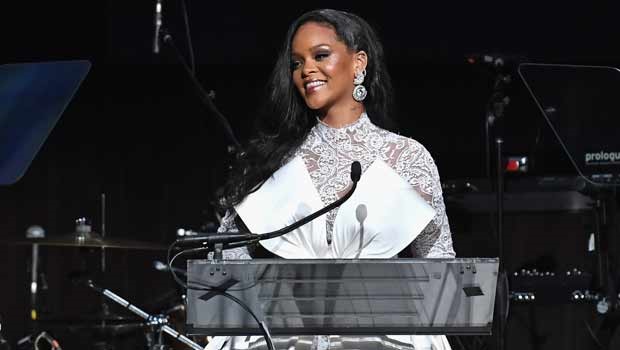 Rihanna speaking at the 4th Annual Diamond Ball benefit at Wall Street, New York.