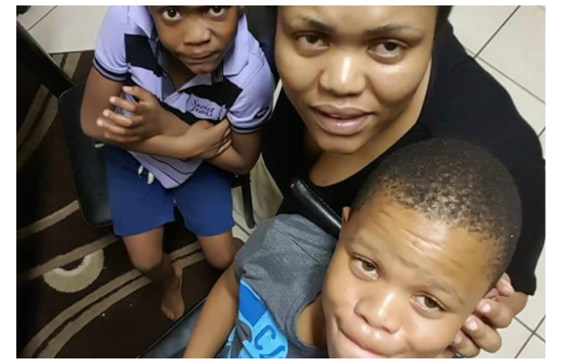 Madisema Mokoena and her sons Lesedi and Lethabo 