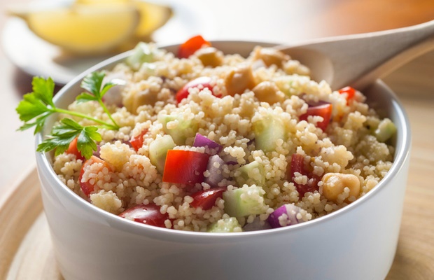 salad with couscous and chickpeas